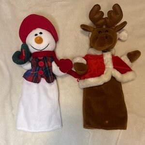 ASI Holiday Snowman and Moose hand puppets pair.